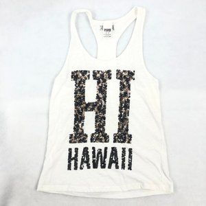 4/$15 Pink Victoria's Secret Women's XS Hawaii Sequin White Tank Top